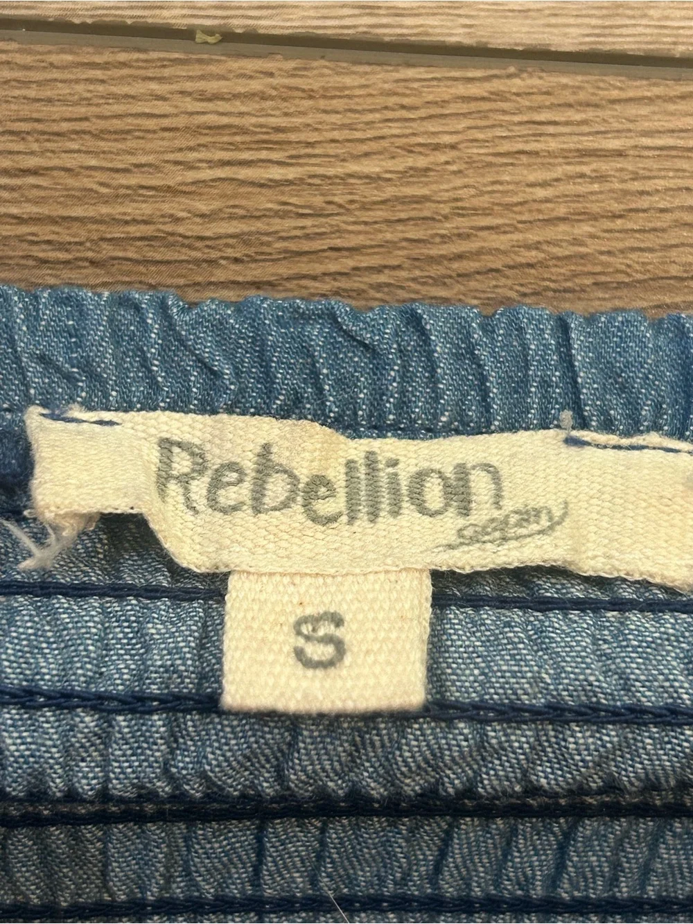 Rebellion Again Chambray Button Front Midi Sundress Blue 100% Cotton Size Small - Picture 2 of 8